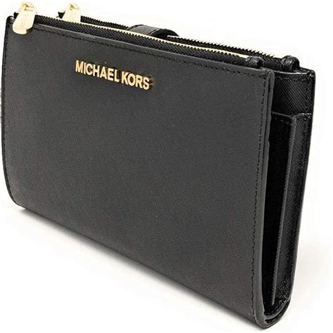 Michael Kors Women's Jet Set Travel Double Zip Wristlet, Black 